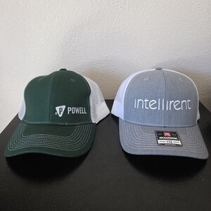 Two Green and Gray Caps